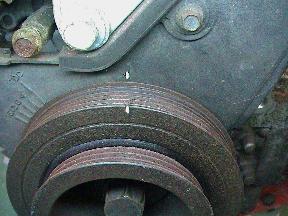 90° BTDC crankshaft pulley timing mark (K series)